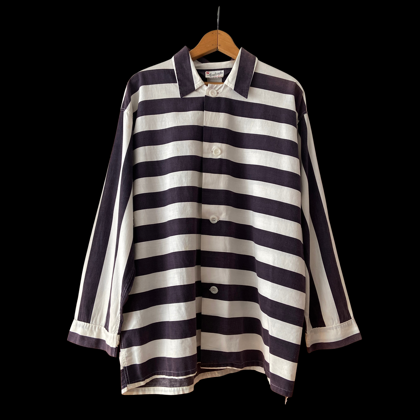 1940s 1950s Black and White Striped Cotton Top Prisoner of Love