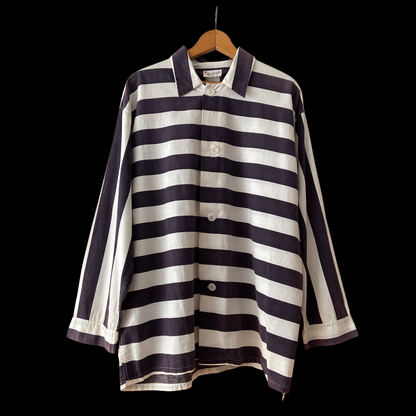 1940s 1950s Black and White Striped Cotton Top Prisoner of Love