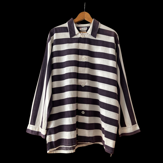 1940s 1950s Black and White Striped Cotton Top Prisoner of Love