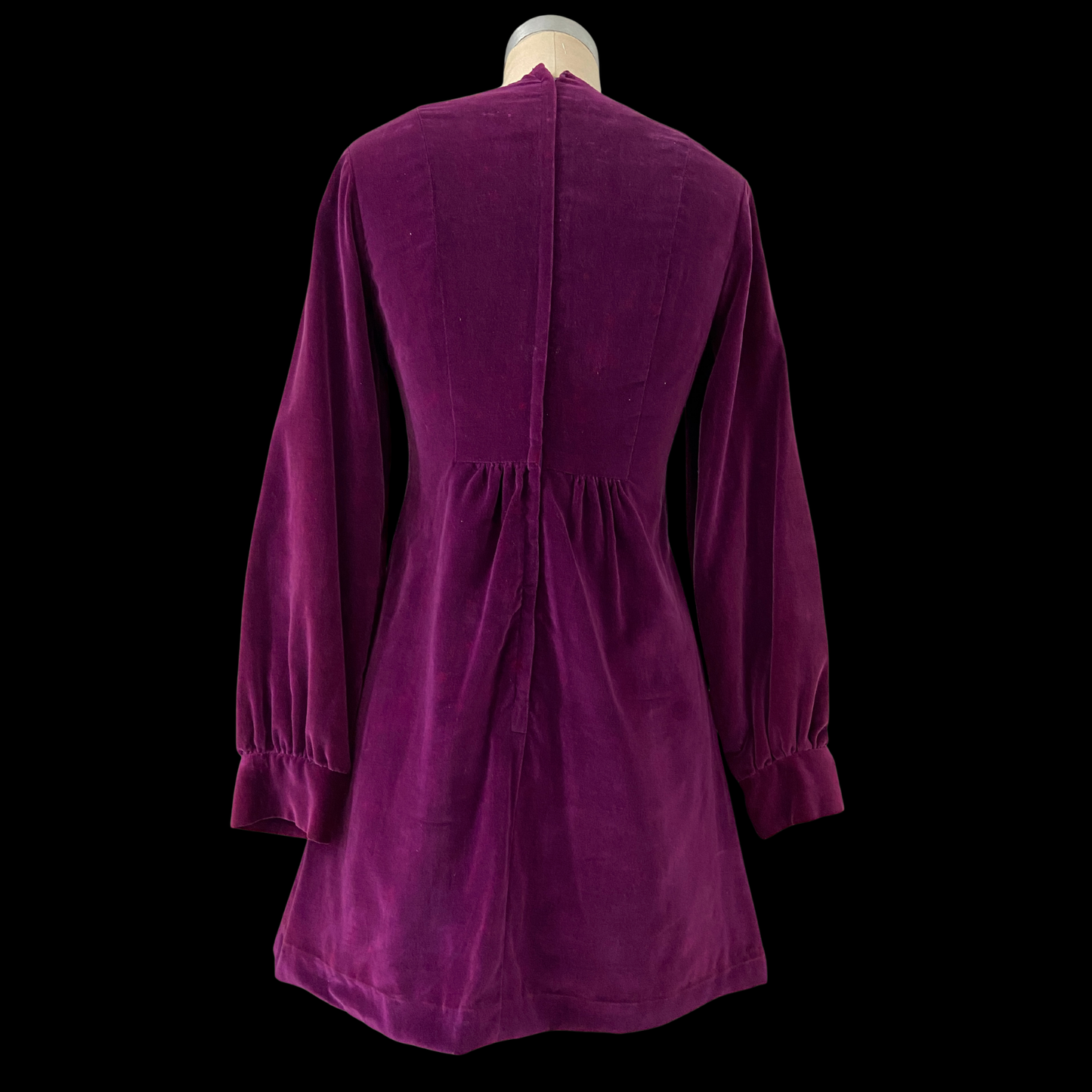 1960s Purple Velvet Embroidered Mini Dress by Rag Dolls