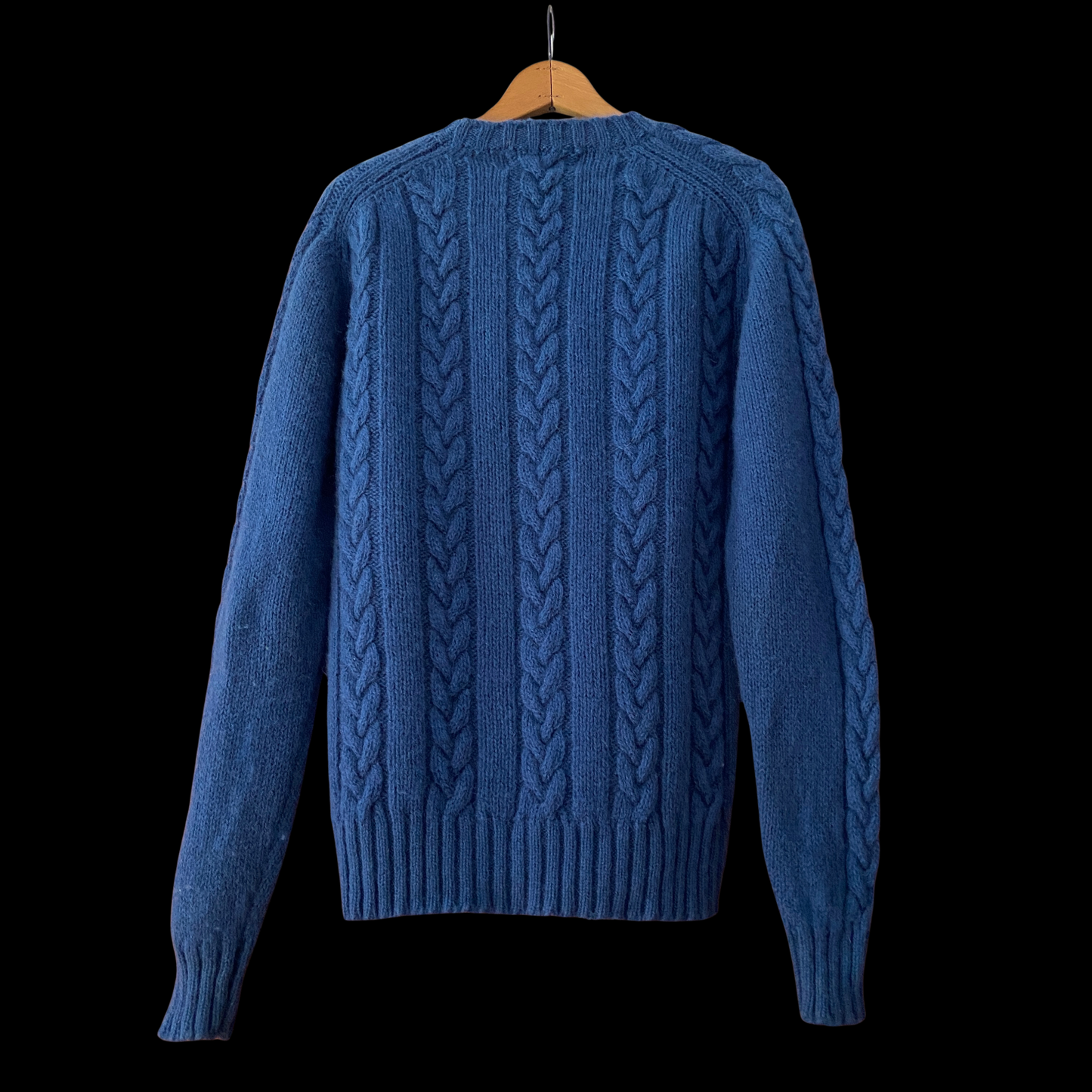 1970s Blue Cable Knit Sweater Wool Lord and Taylor