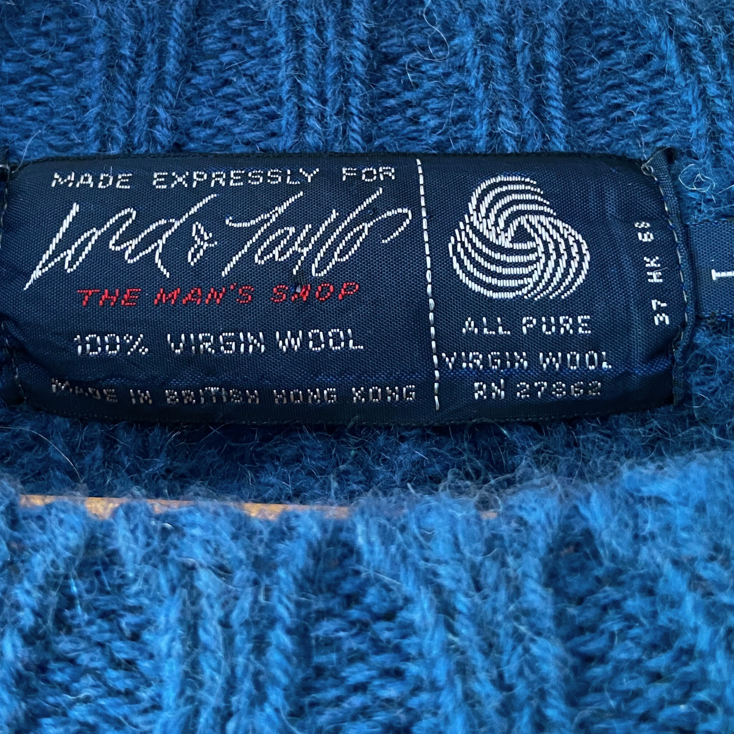 1970s Blue Cable Knit Sweater Wool Lord and Taylor