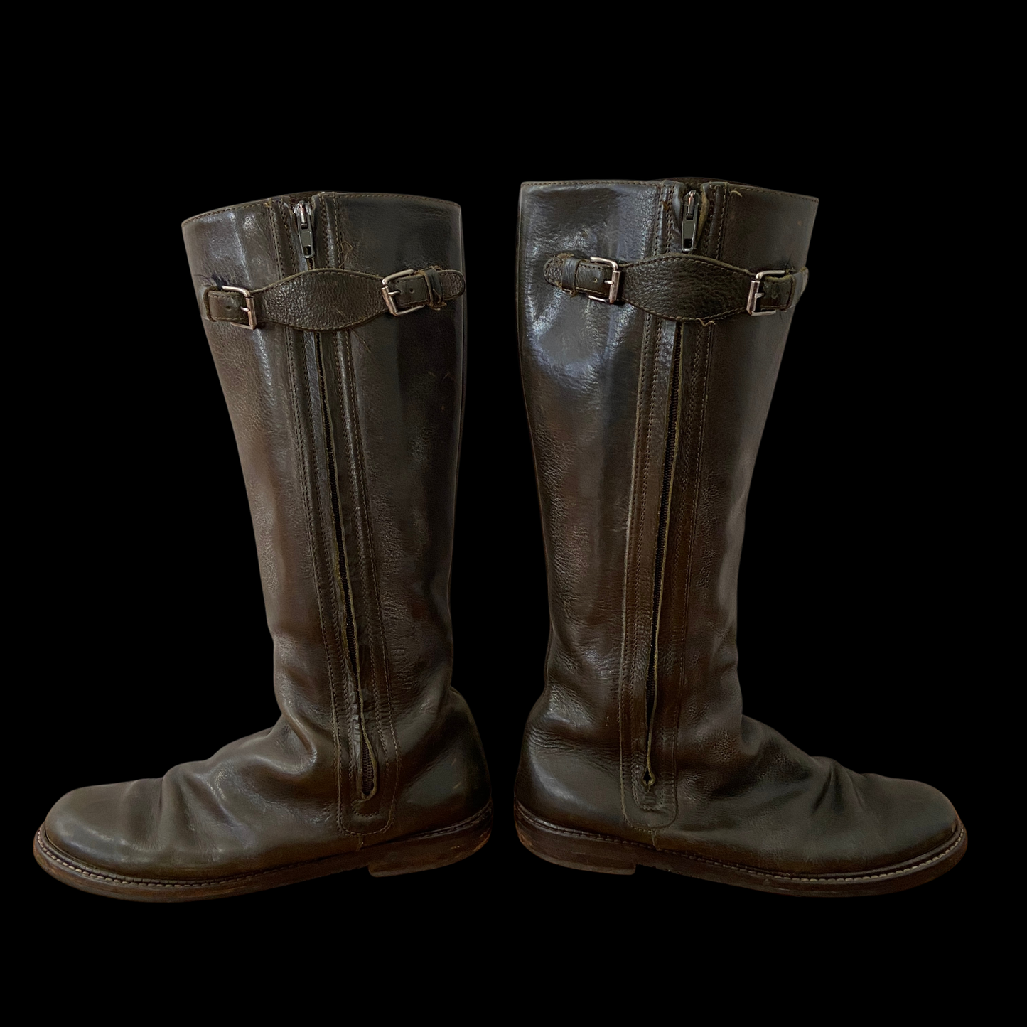 1980s 1990s Brown Leather Riding Boots Custom Made