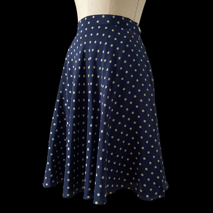 1980s Ralph Lauren Polka Dot Silk Skirt