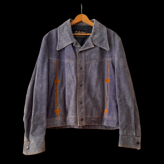 1970s Blue Suede Western Trucker Jacket