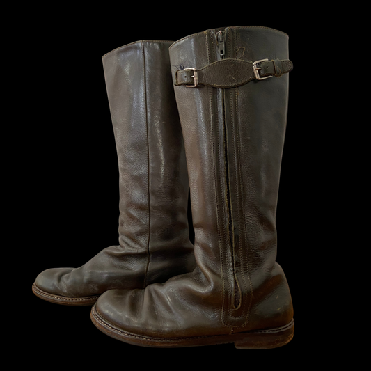 1980s 1990s Brown Leather Riding Boots Custom Made