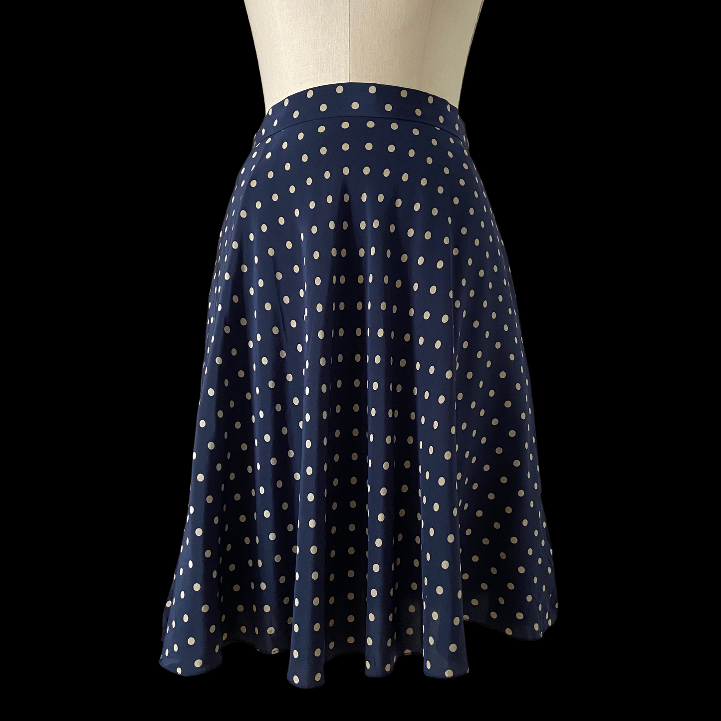 1980s Ralph Lauren Polka Dot Silk Skirt
