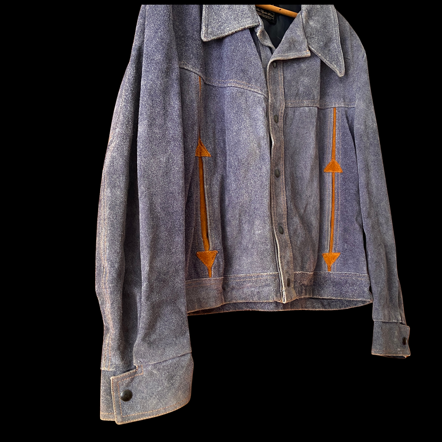 1970s Blue Suede Western Trucker Jacket