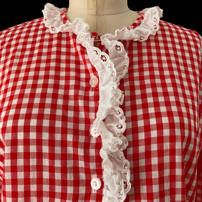 1960s Red Gingham Cotton Top