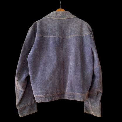 1970s Blue Suede Western Trucker Jacket