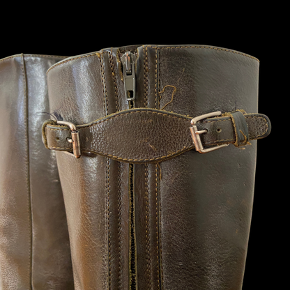 1980s 1990s Brown Leather Riding Boots Custom Made