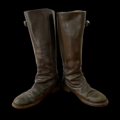 1980s 1990s Brown Leather Riding Boots Custom Made