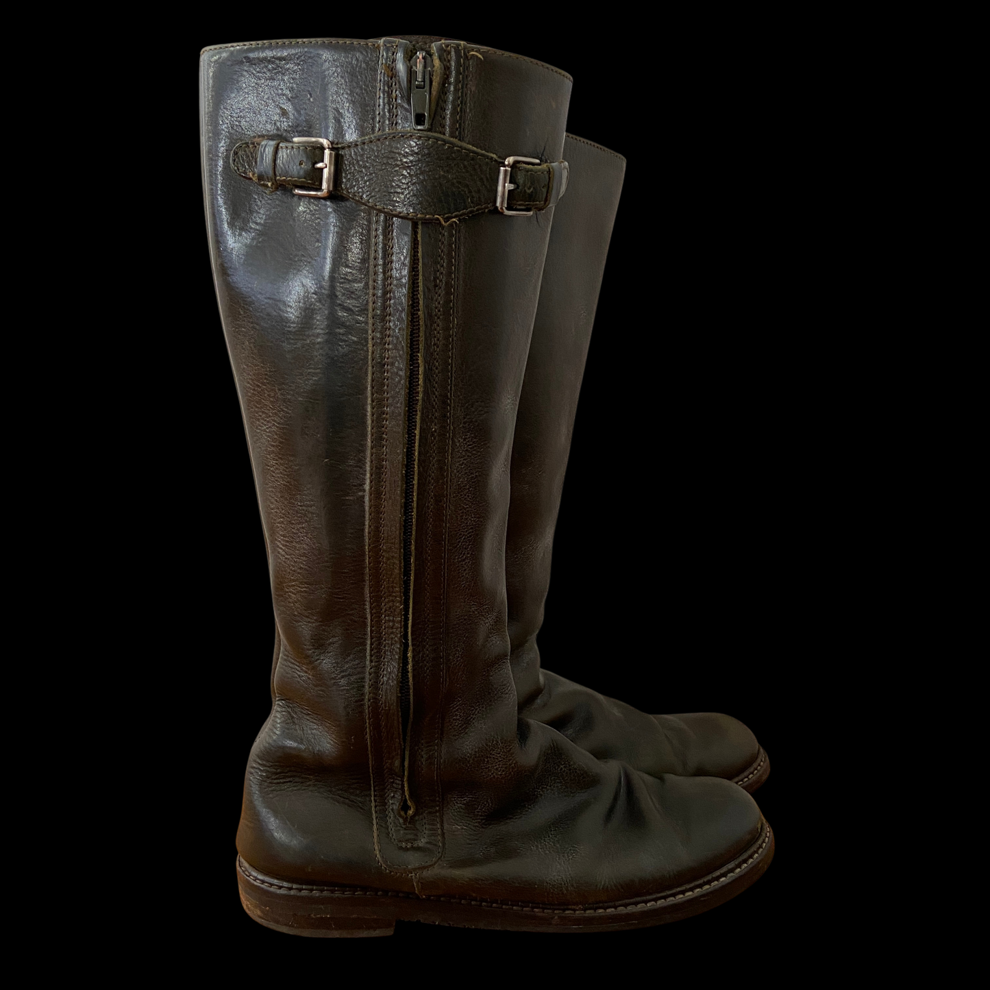 1980s 1990s Brown Leather Riding Boots Custom Made