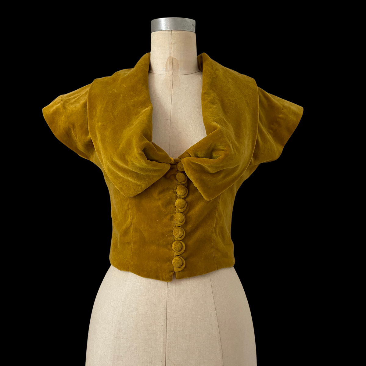 1950s Yellow Velvet Bodice Blouse