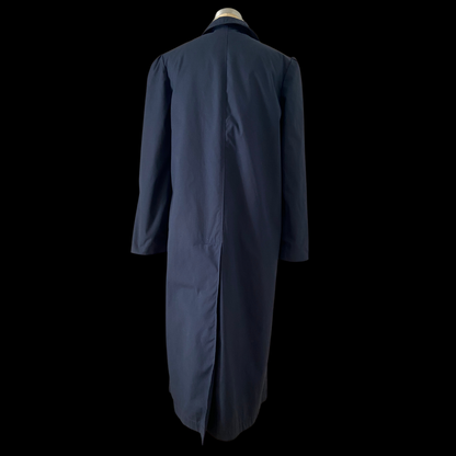1980s Navy Trench Coat with Puff Sleeves