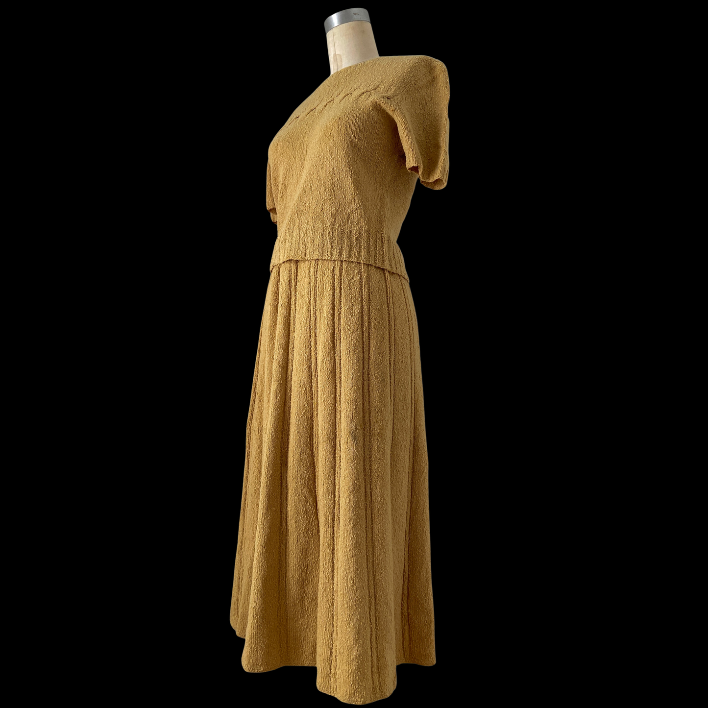 1940s Hand Knit Wool Sweater and Skirt Set