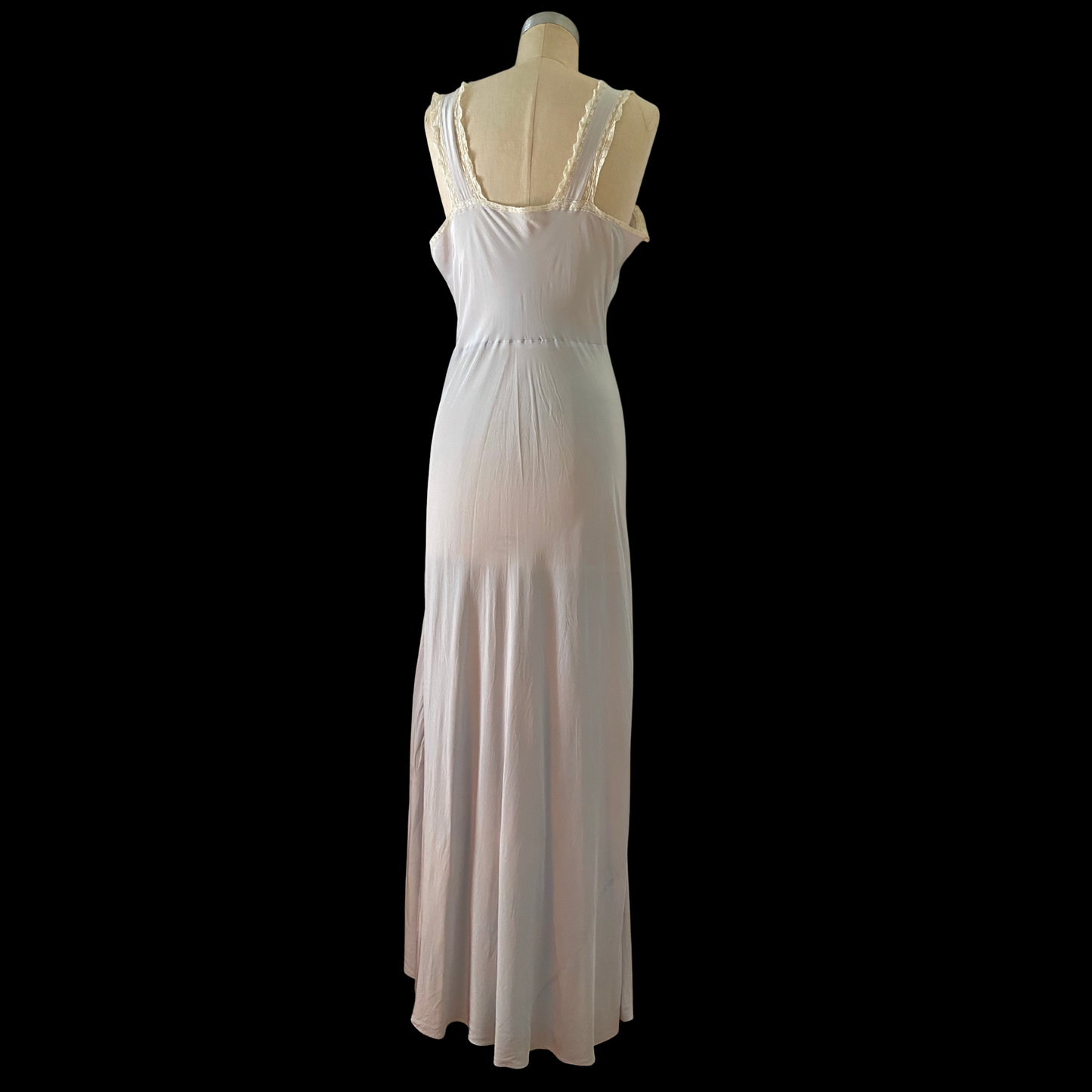 1930s Blue Embroidered Slip Dress