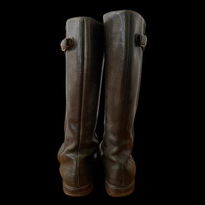 1980s 1990s Brown Leather Riding Boots Custom Made