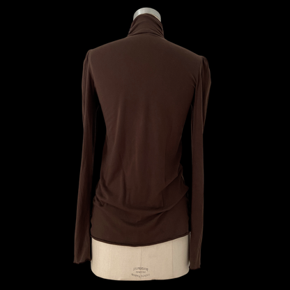 2000s Victorian High Neck Brown Cotton Top
