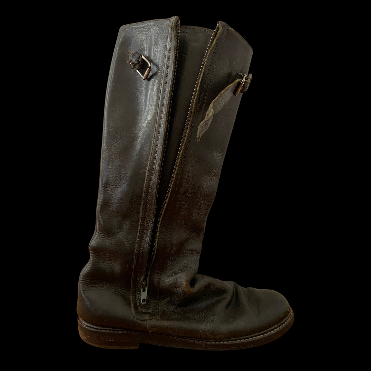 1980s 1990s Brown Leather Riding Boots Custom Made