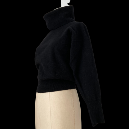 1980s Black Lambswool Cropped Turtleneck Scotland