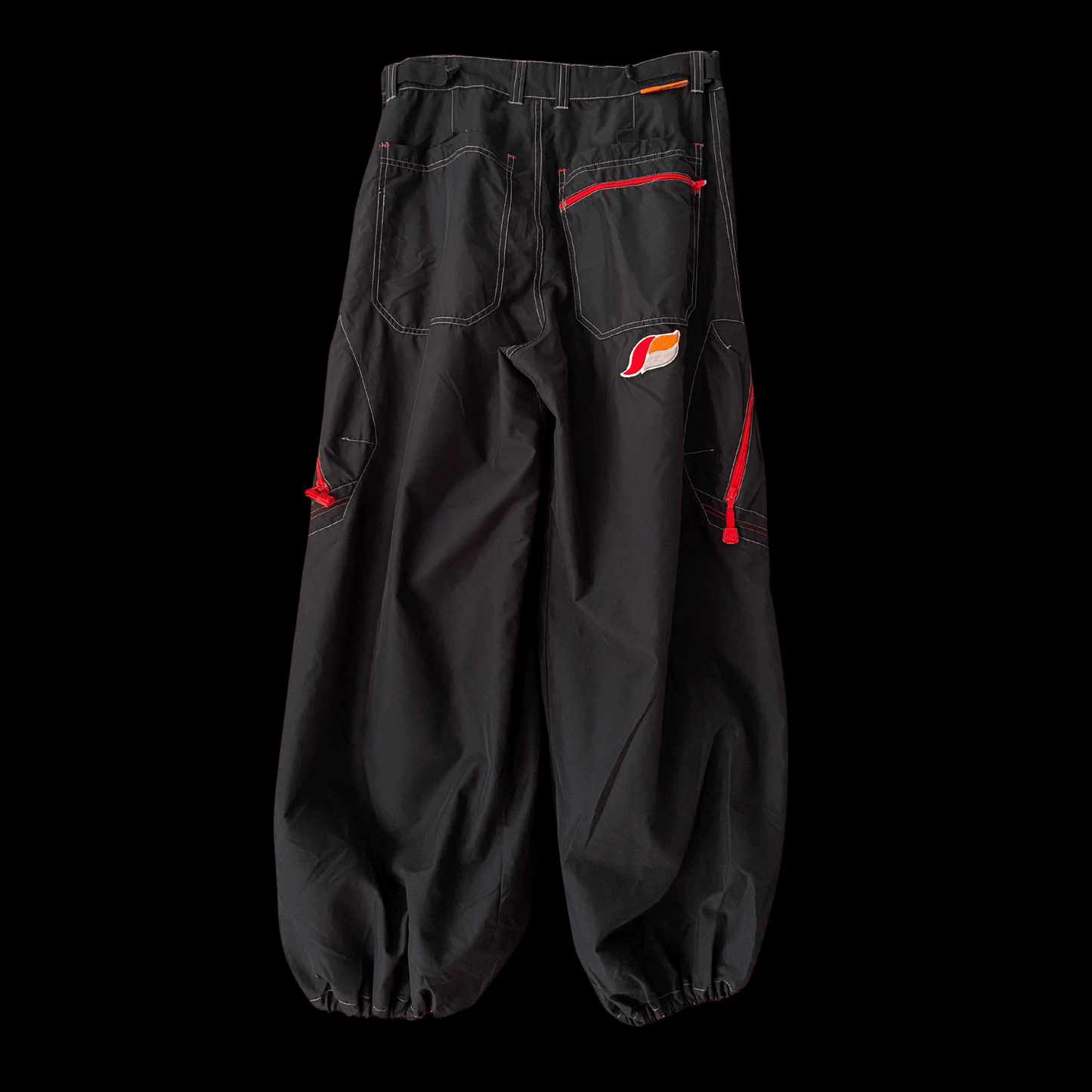 1990s Kikwear Black Wide Leg Cargo Pants