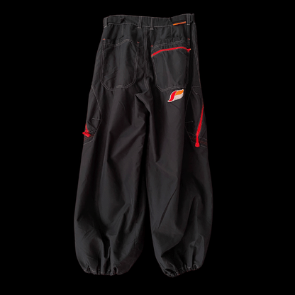 1990s Kikwear Black Wide Leg Cargo Pants