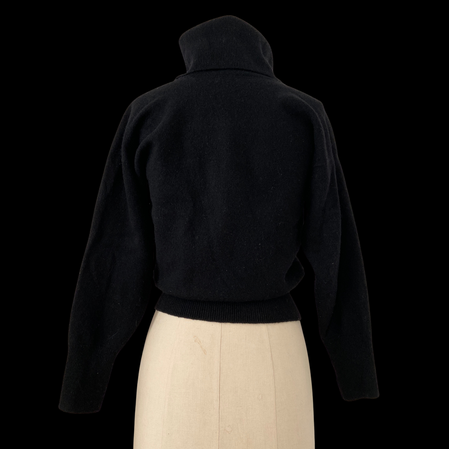 1980s Black Lambswool Cropped Turtleneck Scotland