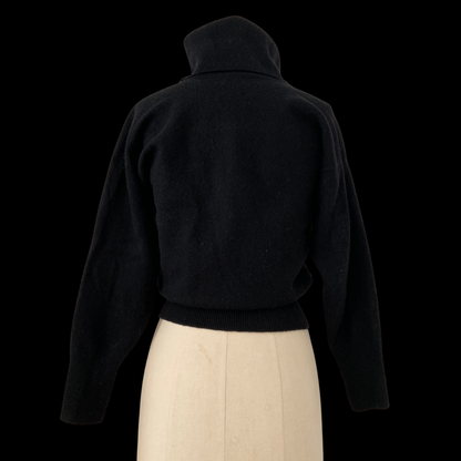 1980s Black Lambswool Cropped Turtleneck Scotland