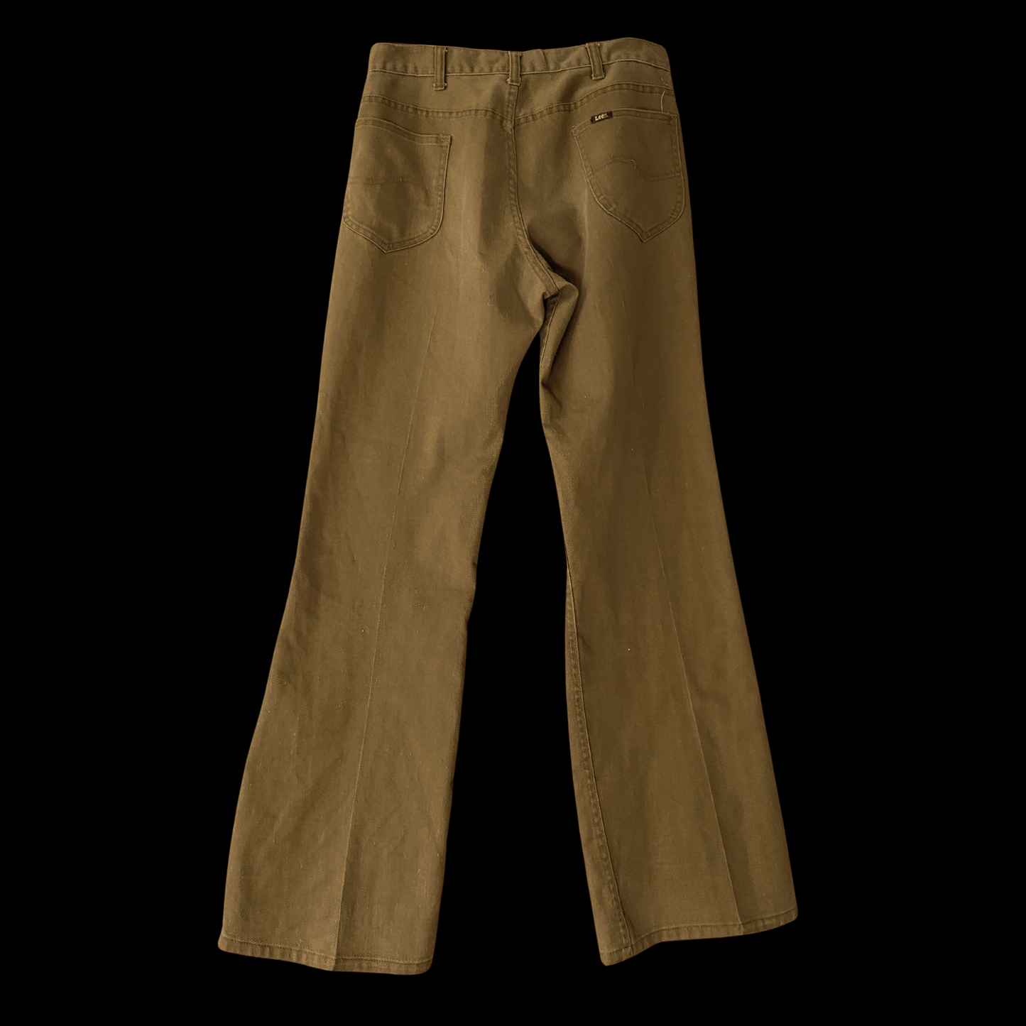 1970s Lee Rider Jeans Olive Brown Bell Bottoms 32 in Waist