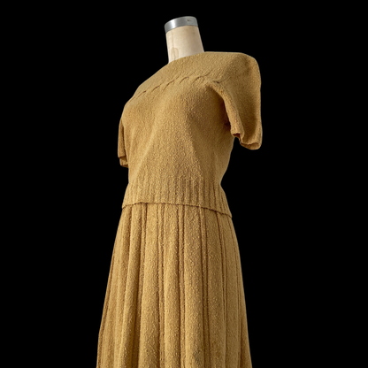 1940s Hand Knit Wool Sweater and Skirt Set