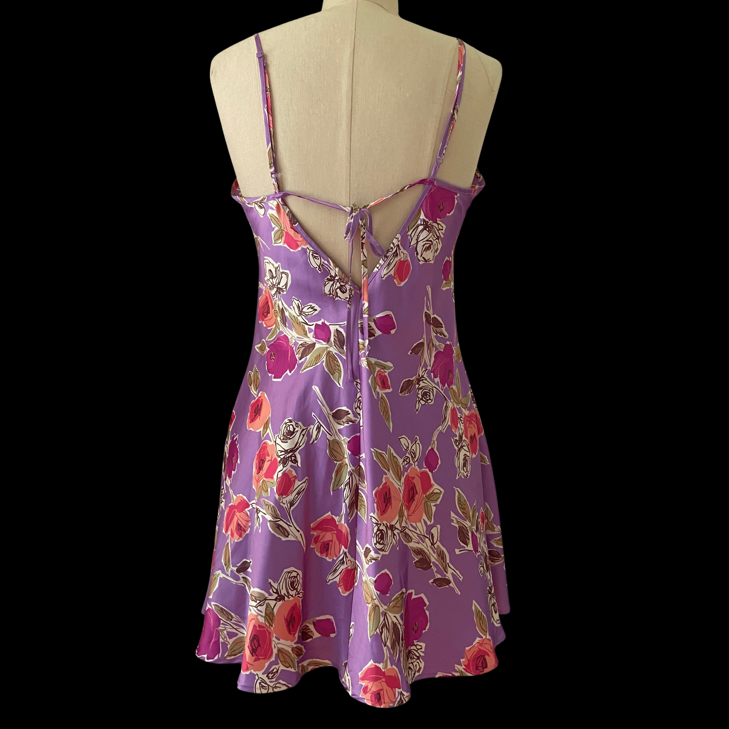 2000s Victorias Secret Purple Floral Silk Slip Dress