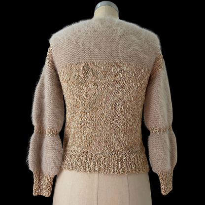 1980s Angora Sweater Hand Knit Lurex