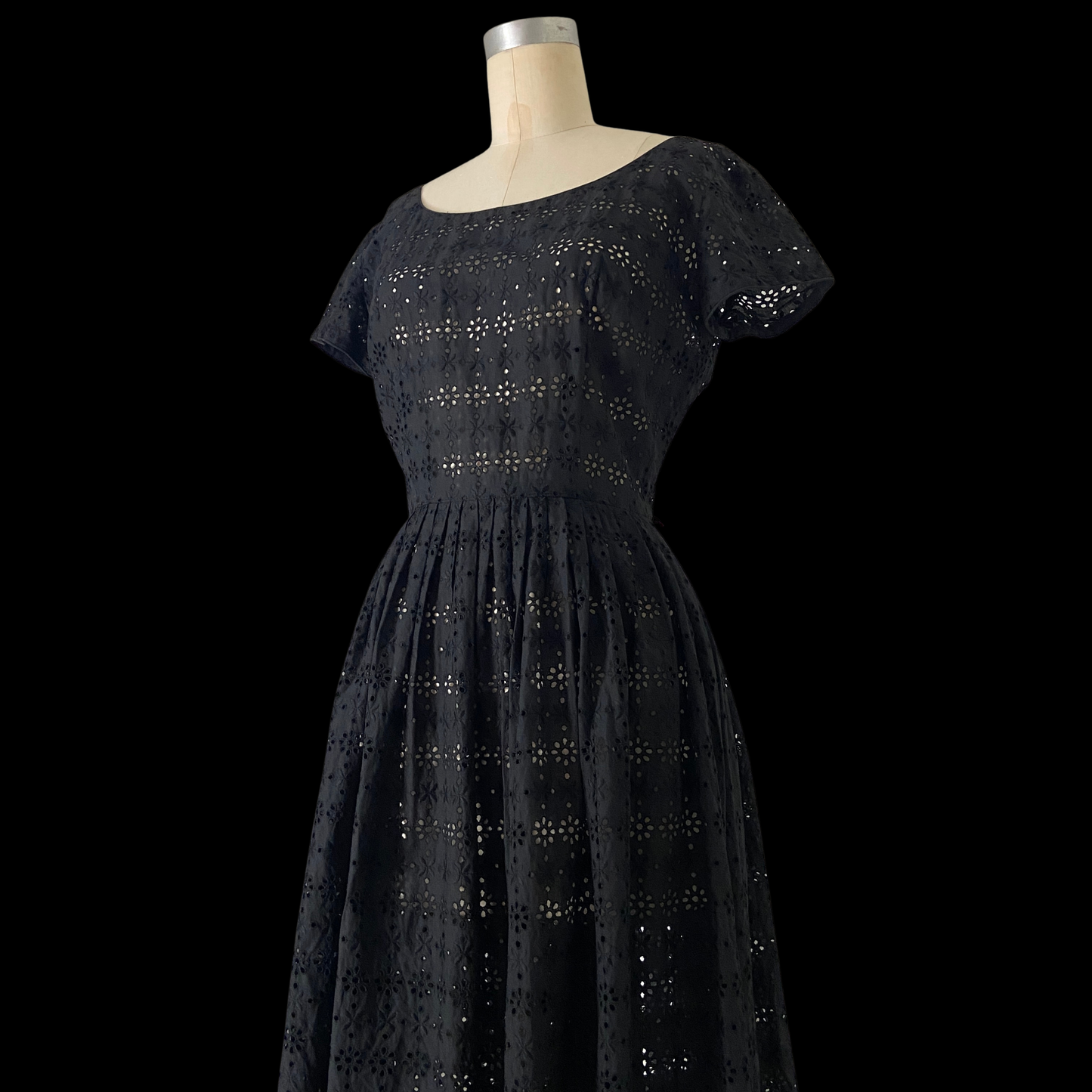 1950s Sheer Cotton Eyelet Dress