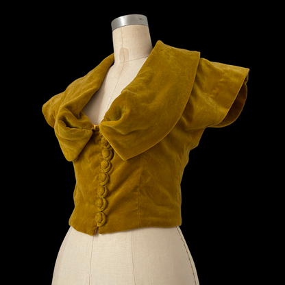 1950s Yellow Velvet Bodice Blouse