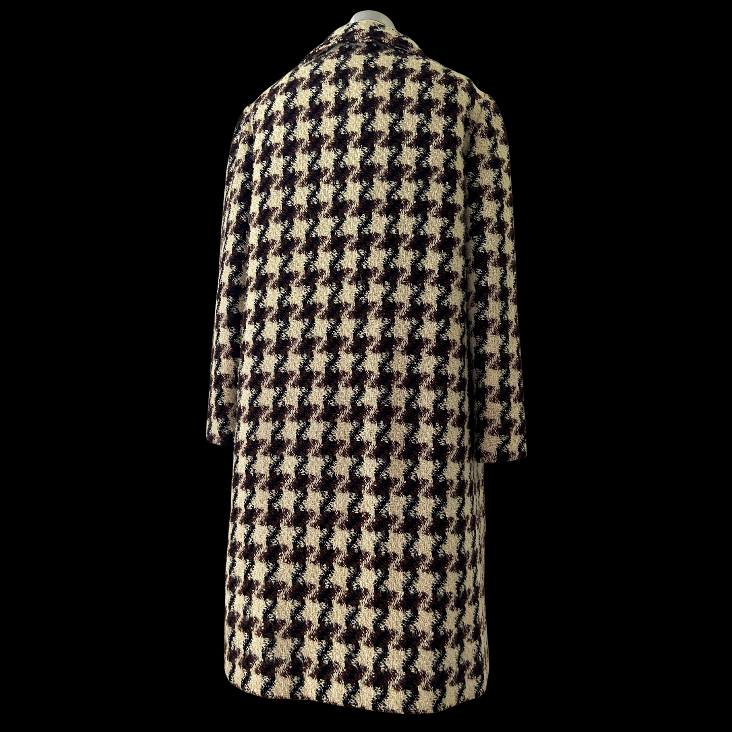 1960s Mod Houndstooth Wool Coat Brown Cream