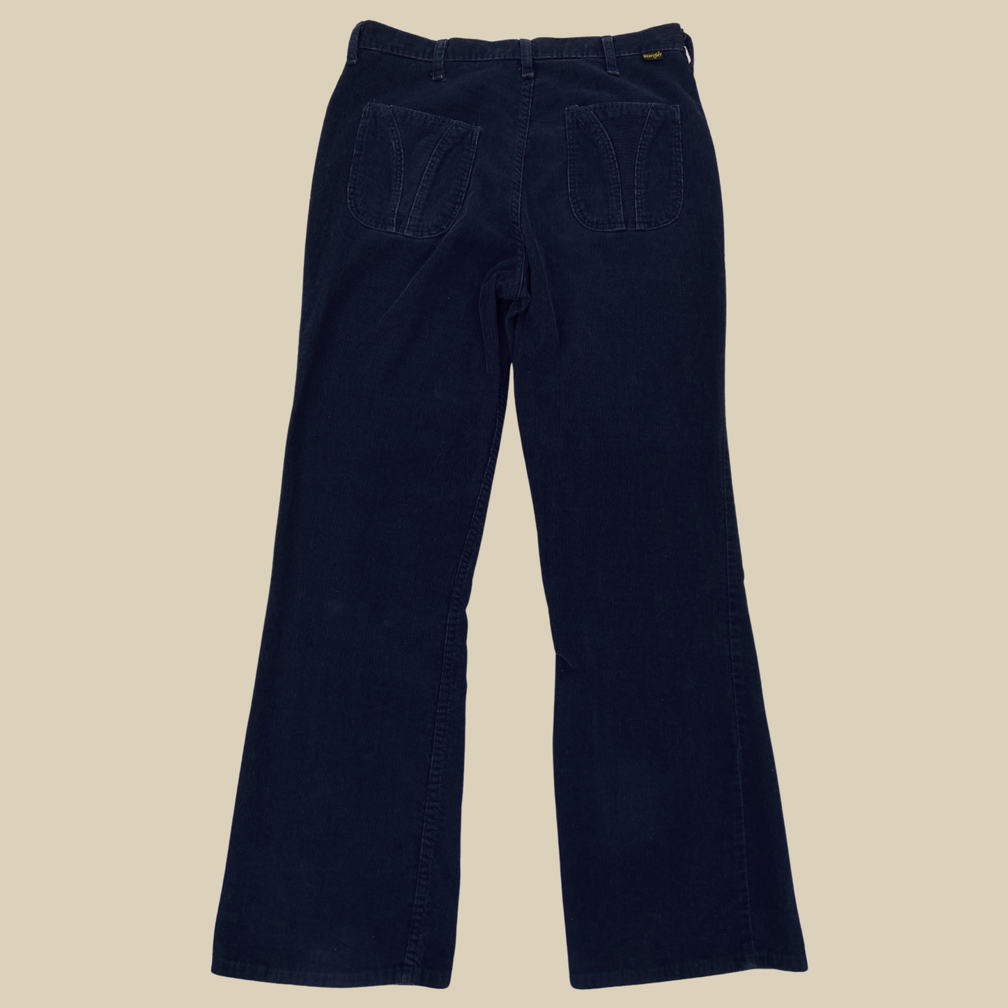 1970s Navy Blue Wrangler Corduroy Flare Pants 33 in Waist