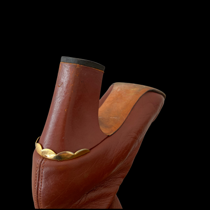 1960s Brown Leather Gogo Boots with Gold Accents
