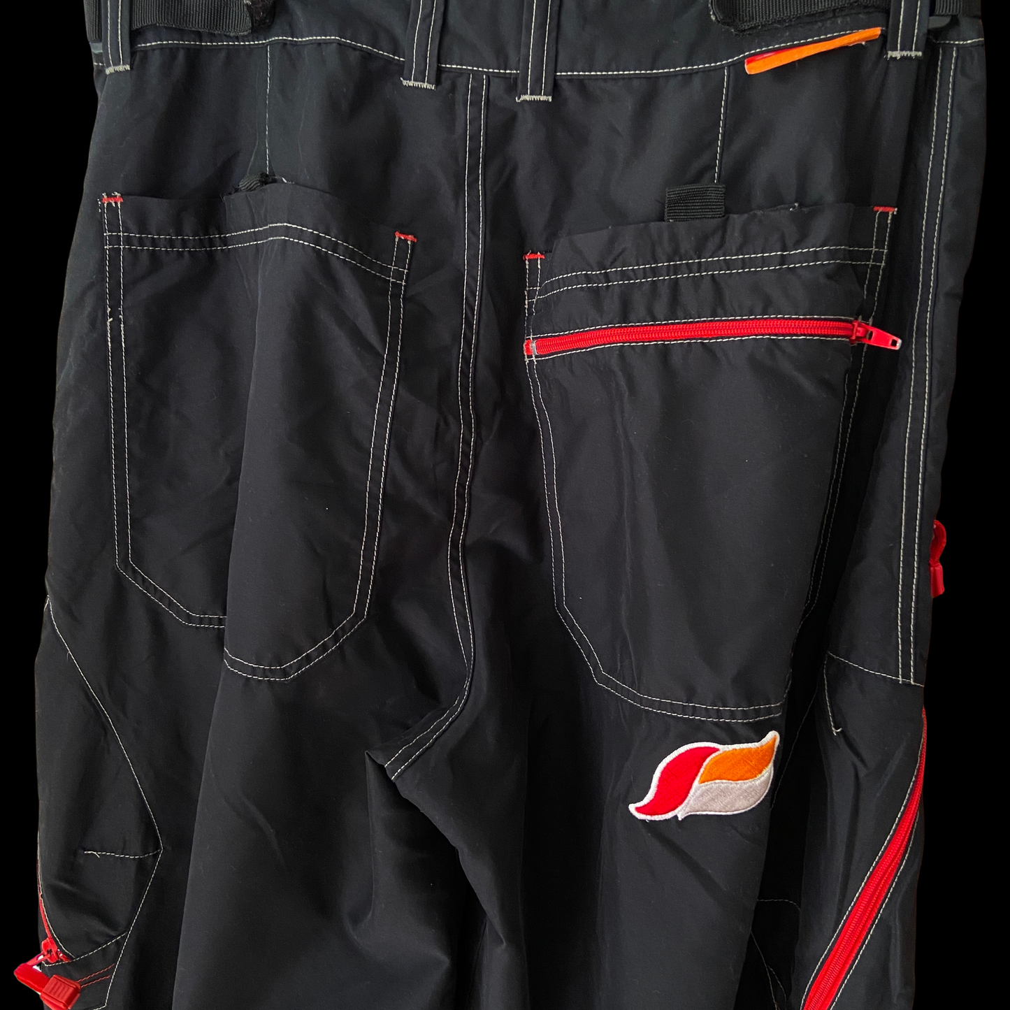 1990s Kikwear Black Wide Leg Cargo Pants