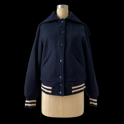 1980s Blue Wool Cheerleader Varsity Jacket