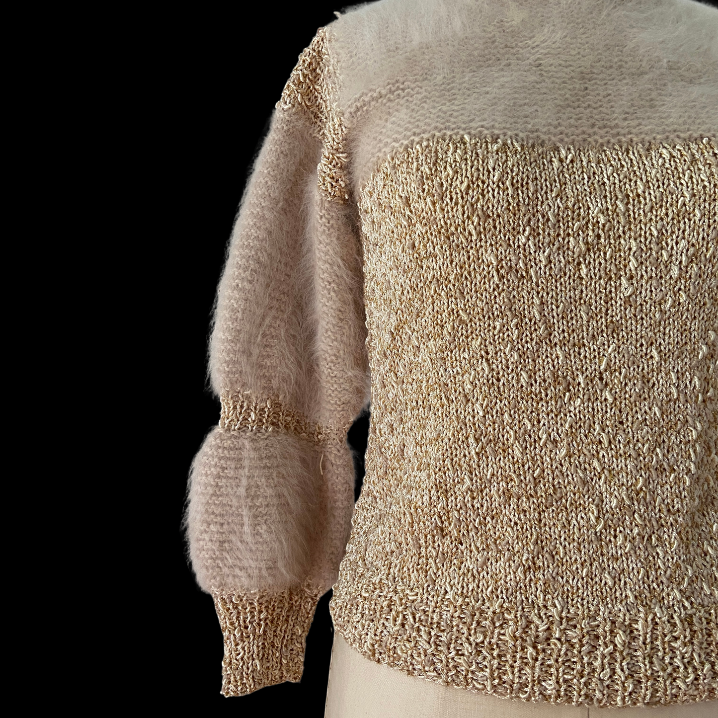 1980s Angora Sweater Hand Knit Lurex