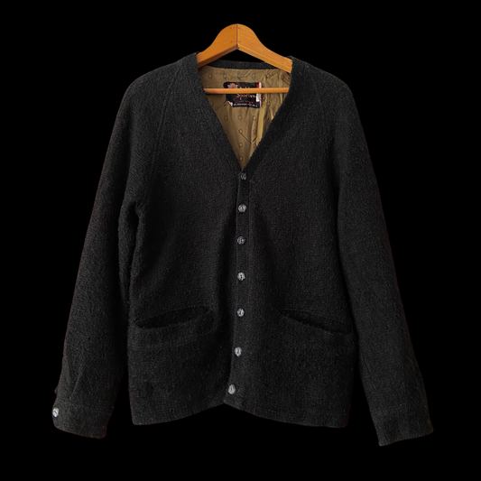1950s Black Boucle Wool Cardigan