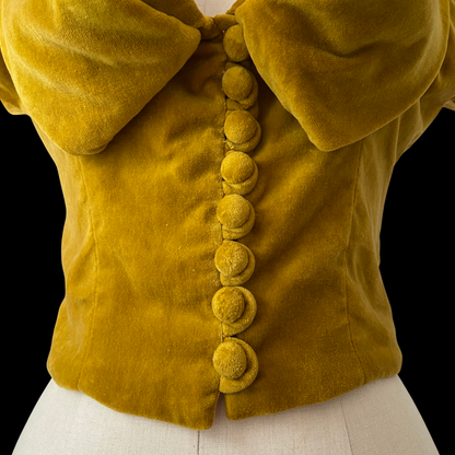 1950s Yellow Velvet Bodice Blouse