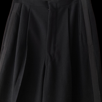 1940s 1950s Black Wool Tuxedo Pants Pleated