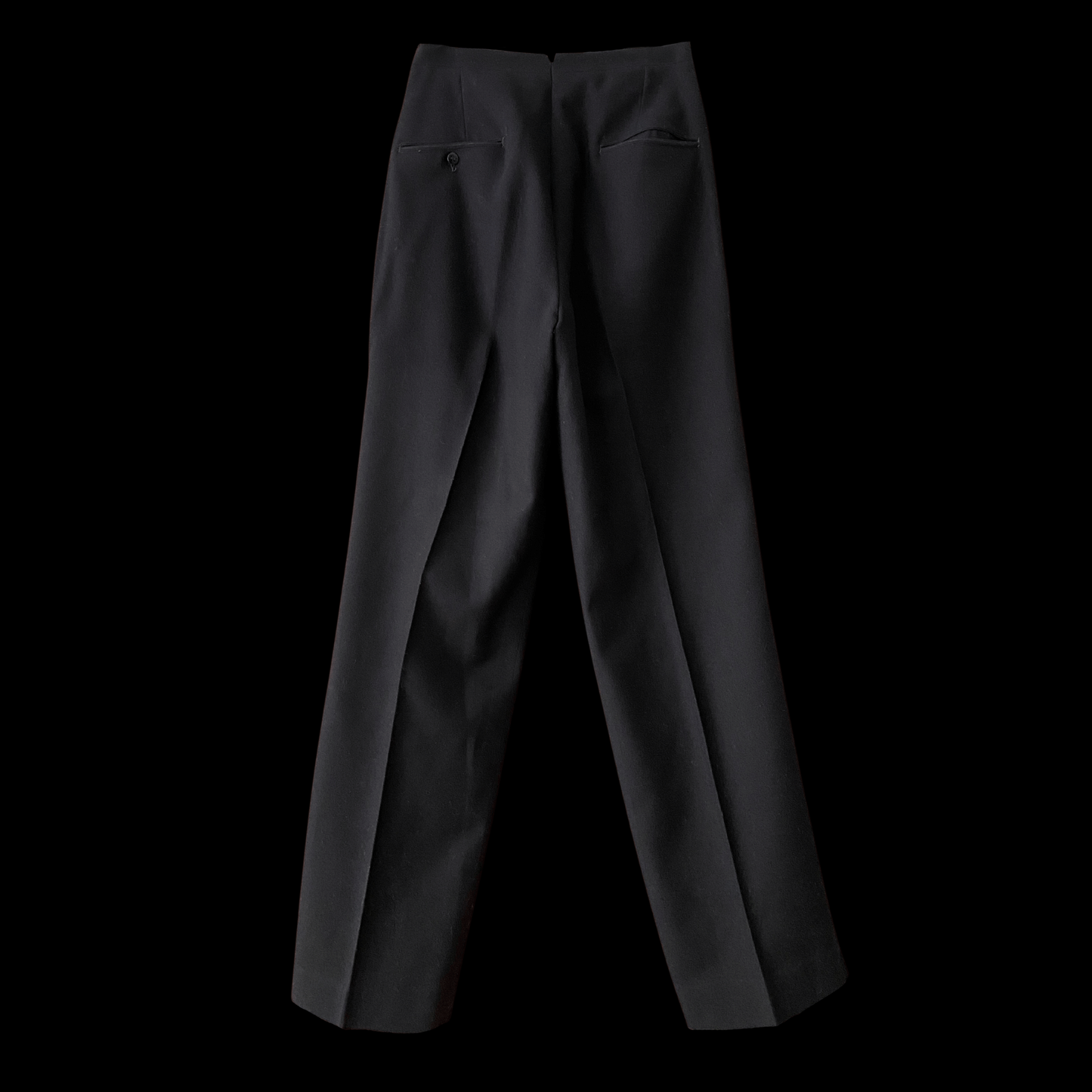 1940s 1950s Black Wool Tuxedo Pants Pleated