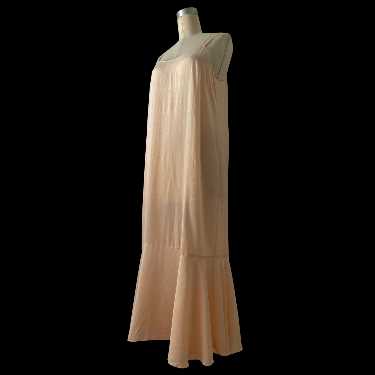 1980s Pink Silk Dress and Slip 1920s Style