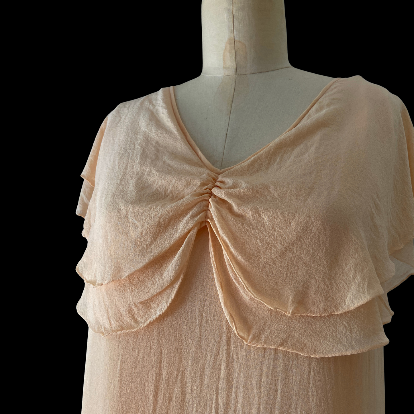1980s Pink Silk Dress and Slip 1920s Style
