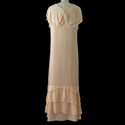 1980s Pink Silk Dress and Slip 1920s Style