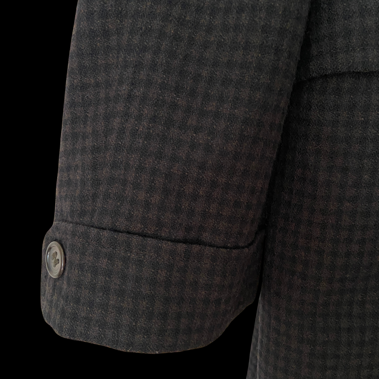 1950s Black Plaid Wool Overcoat