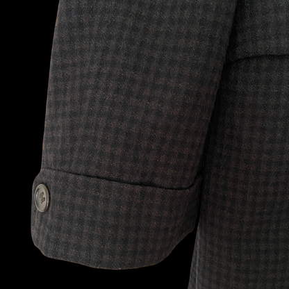 1950s Black Plaid Wool Overcoat